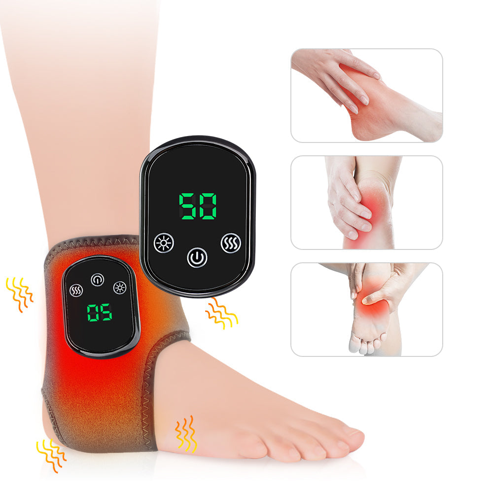 Electric Foot Massager Vibration Relaxation Ankle Massager Warm 5 Level Temperature 3 Gear Vibration intensity Hot Compress Ankle Brace Joint Sprain Ankle Support Muscle Fatigue Pain Relieve Ankle Protection HailiCare Health & Beauty