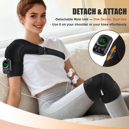HailiCare Detachable Button Version Wireless APP Control Electric Heating Back Shoulder & Knee Brace Adjustable Belt Heating Vibration 3 Gears 7 Temperature Levels EMS Relax Muscles Improve Blood Circulation Relieve Neck Shoulder Pain HailiCare Health & Beauty