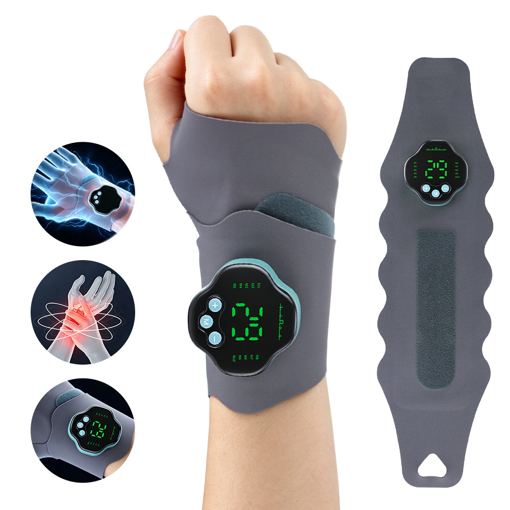 Cordless Wrist Massager Brace Wrap, Microcurrent Wrist Massager with 10 Modes & 29 Intensities, Hand Massage Device for Wrist Support Wrap for Fatigue Relief, Detachable Magnetic Controller Agdoad