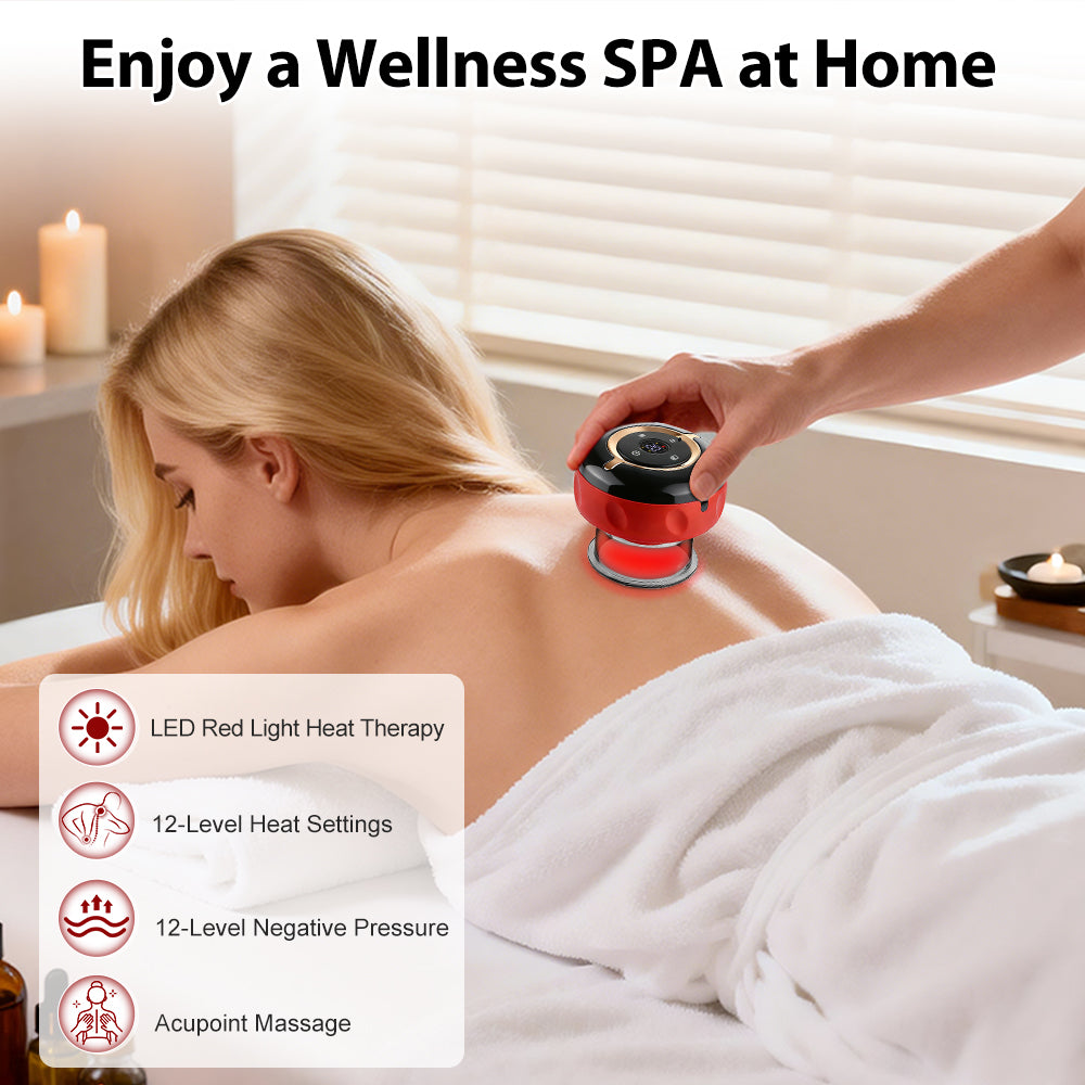 Wireless Remote Electric Smart Dynamic Cupping Massage Kit, 6-in-1 Cupping Set with 12 Intensity & Heat Levels, 3 Cup Sizes, 20-Min Timer, for Back, Neck, Shoulder & Muscle Relaxation Agdoad