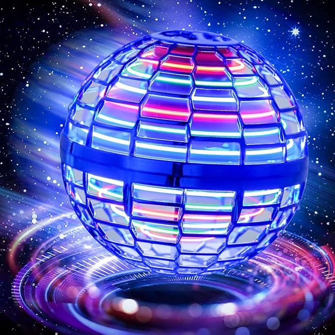 New Flying Orb Ball Toys 360°Rotating Soaring Hover Orb Boomerang Spinner Magic LED Lights Mini Drone Globe Hand Controlled Flying Ball Toys Cool Toys Gift (Blue) Hwallkare