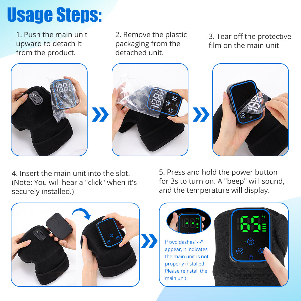 Graphene Heating Knee Massager 7 Levels Temperature 3 Levels Timer Vibration Heated Knee Pad for Knee Shoulder Elbow Arthritis Warm Wrap Large LCD Display Knee Brace for Joint Pain Relief Hot Compress Vibration Massage HailiCare Health & Beauty