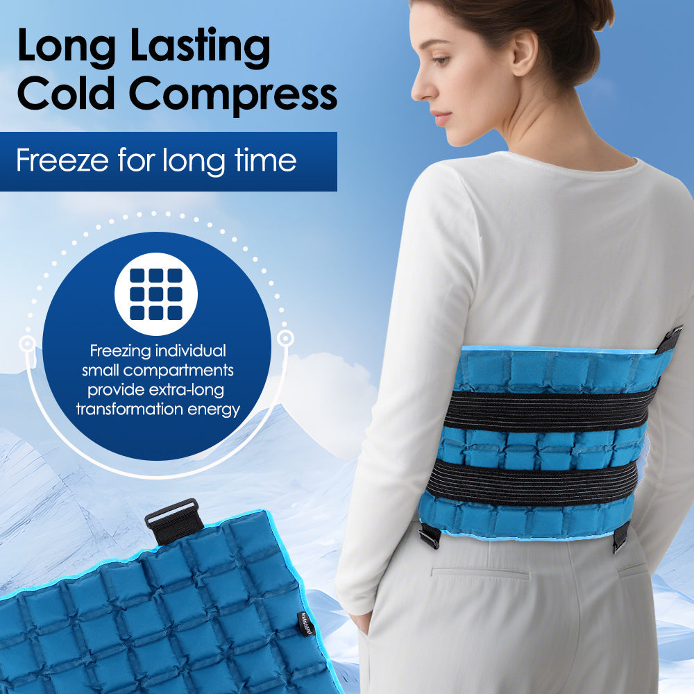 13x22 Inch Large Reusable Knee Ice Pack for Muscle Fatigue Knee, Leg, Neck, Shoulder, Hip and Back Cold Packs, Heat & Cold Compress Wrap, Ice Pack for Back and Leg Agdoad
