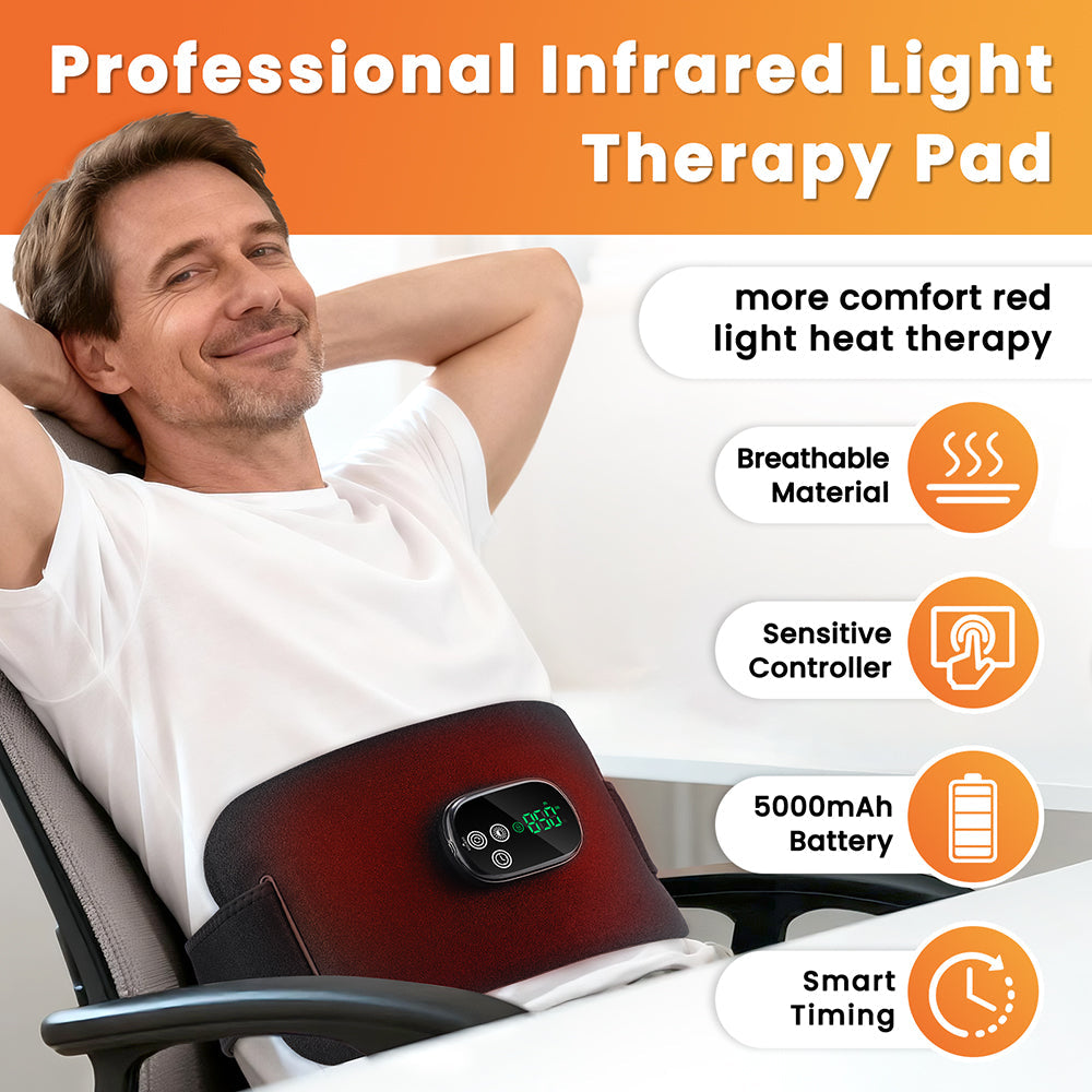 Red Light Pad with 5000mAh Battery, Cordless LED Light Wrap for Back Shoulder Neck Knee Abdominal Soreness, 660nm & 850nm Dual-Wavelength LED Pad, Rechargeable Heat Wrap for Home Use, Gift for Women Agdoad