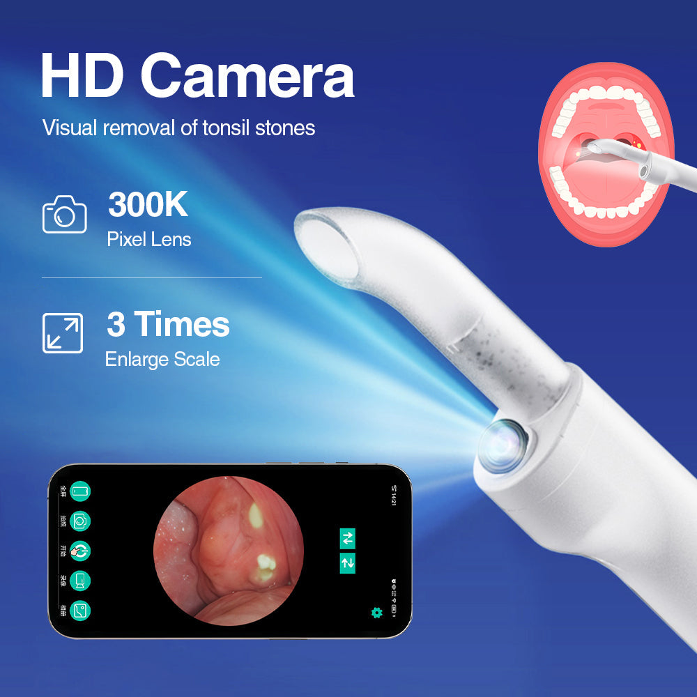 Tonsil Stone Remover, 300K HD Camera Adjustable 3 Modes Tonsil Stone Vacuum with Tonsil Stone Water Flosser for Men Women BearCris