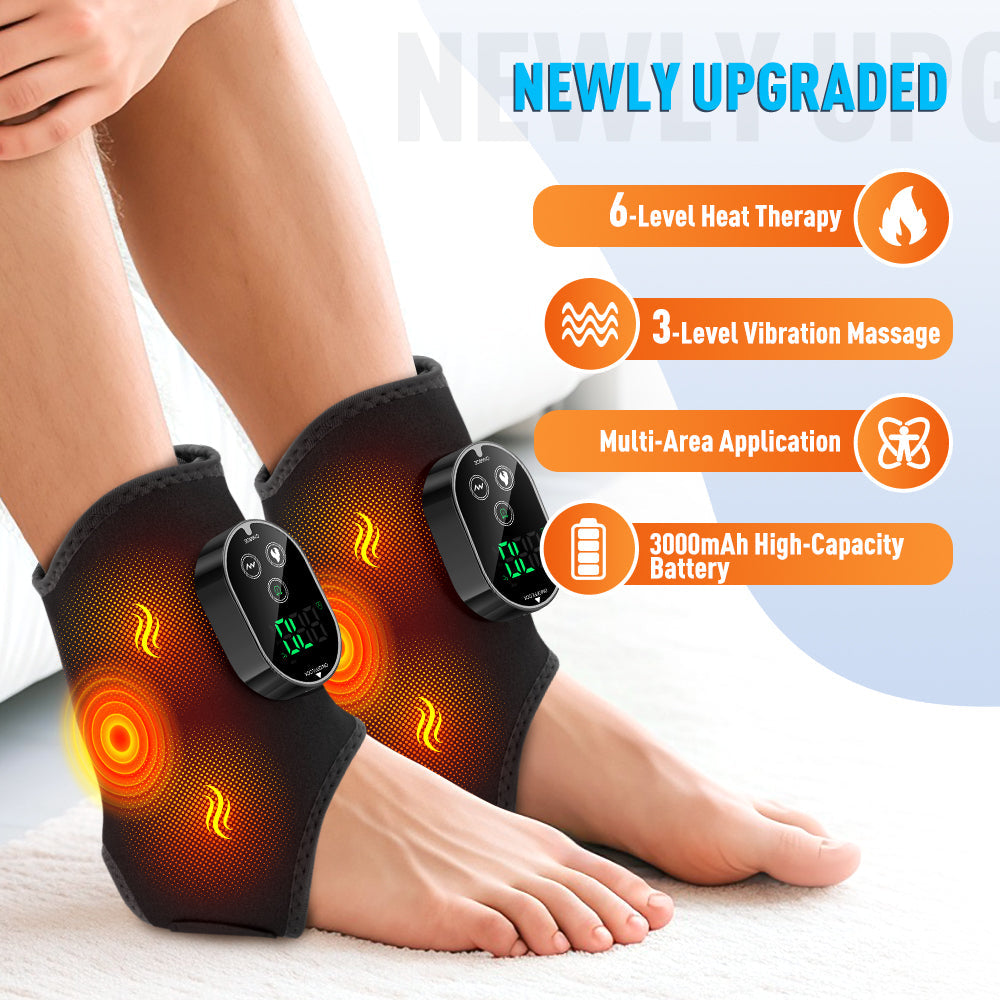 1PCS / 1Pair Heat Vibration 3000mAh Ankle Massager HailiCare Health & Beauty