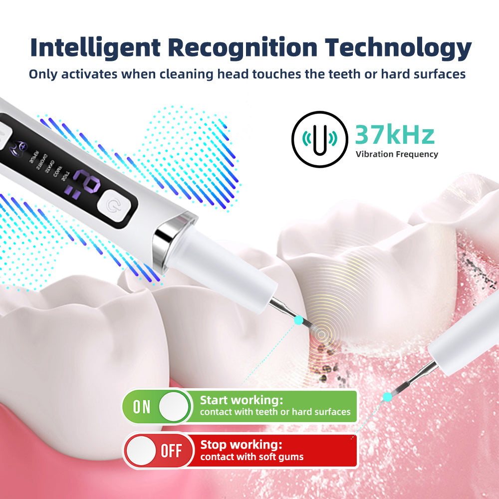 Electric Tooth Cleaner, 5 Modes & 9 Intensities with LED Light, 37kHz Sonic Cleaning for Home Use, Portable Teeth Cleaning Device, Type-C Rechargeable, White BearCris