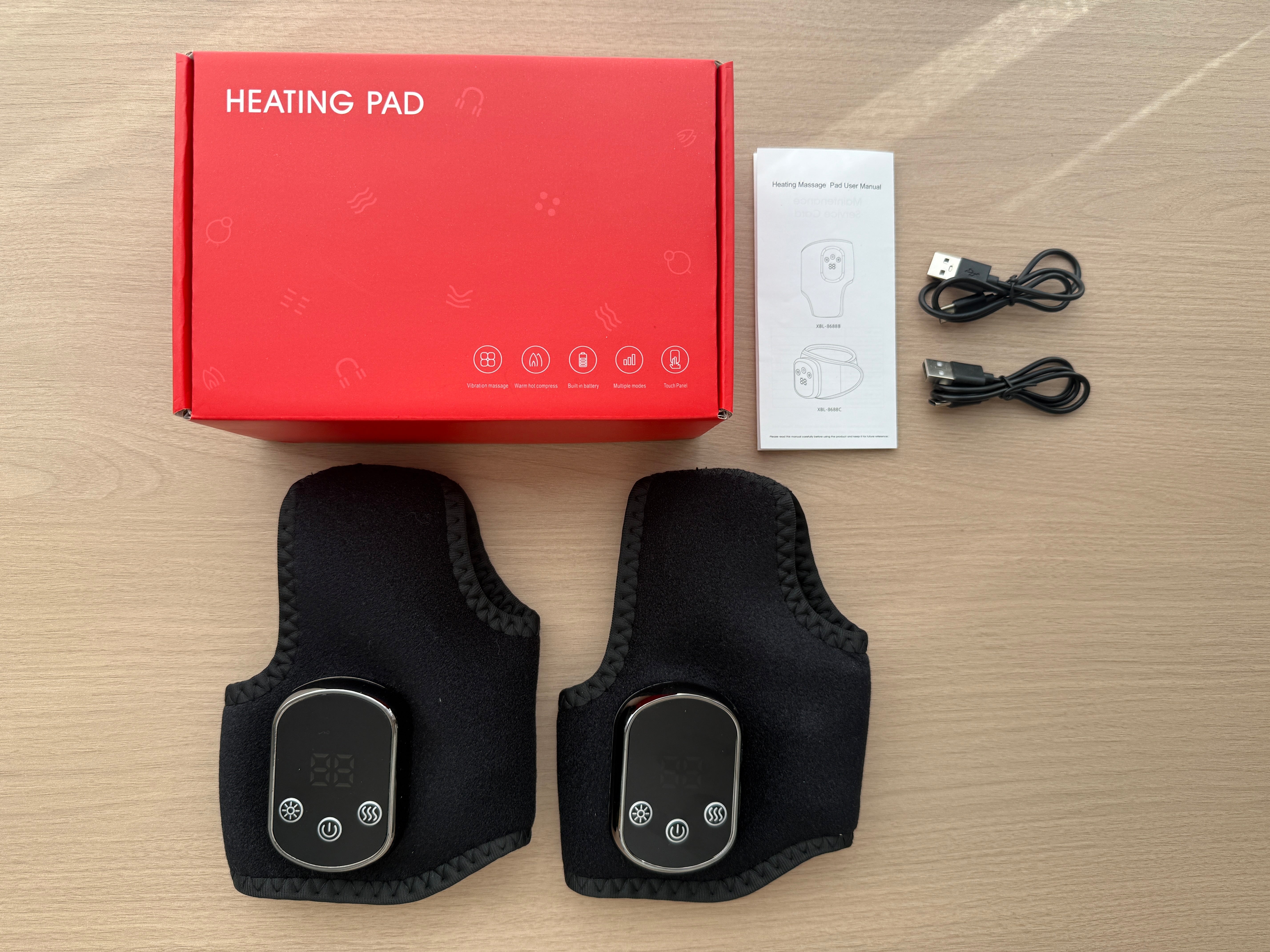 Electric Ankle Massager, Cordless Ankle Massager with 5 Heating Levels 3 Vibration Modes, Heated Ankle Support Brace for Muscle Fatigue Relieve (2Pcs, Black) Hwallkare