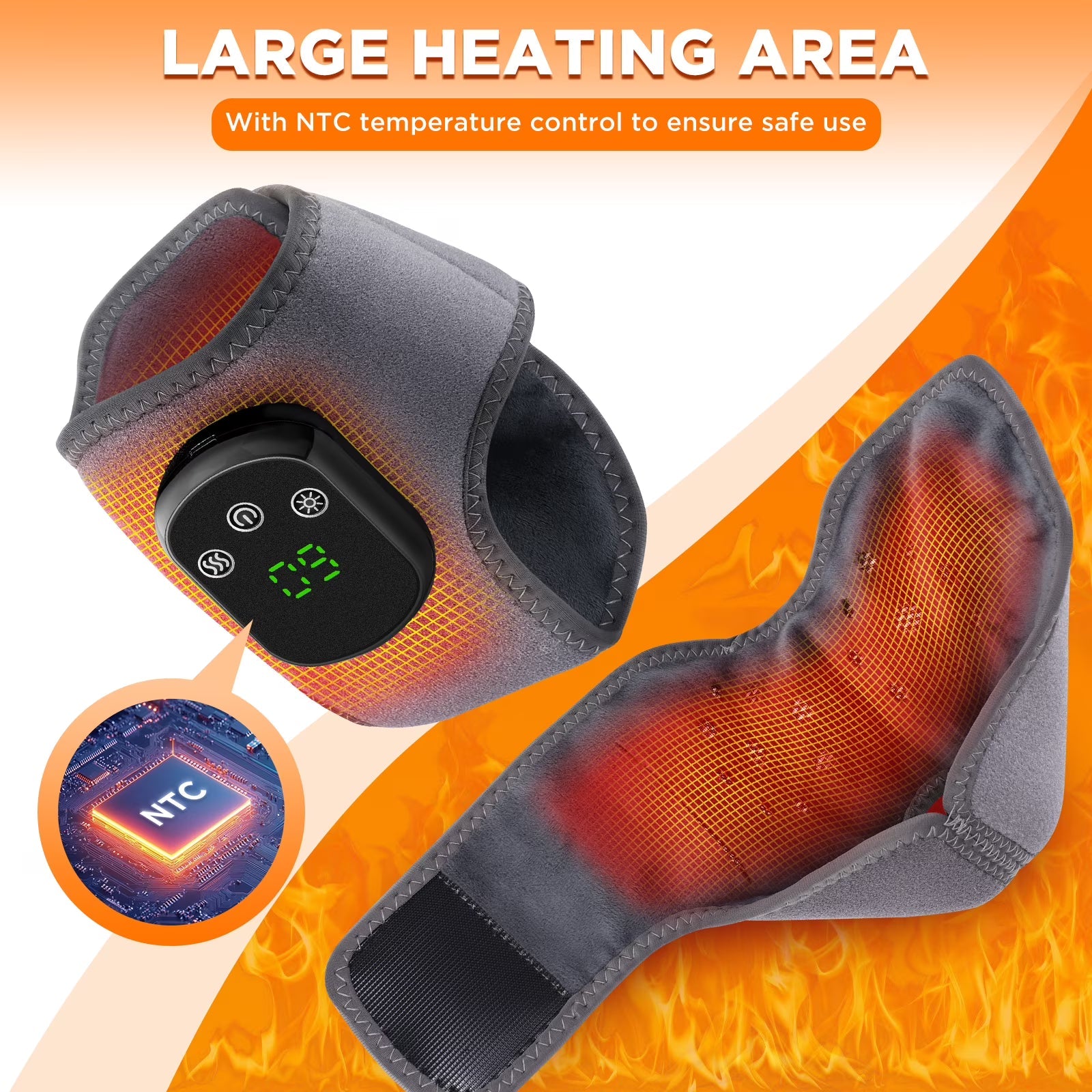 Rechargeable Ankle Support Brace with Heating & Vibration, 5-Temp Levels & 3 Modes, Portable Wearable for Comfort, NTC Safety Control & Auto Shut-Off Agdoad