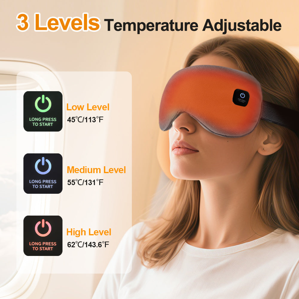 Agdoad heated Eye Mask Dry Eyes, Cordless Rechargeable Warm Eye Compress Sleep Mask with 3 Temperature Settings, Heating Pad for Stye Eye, Removable & Washable Satin Cover, for Travel, Office, Home Agdoad