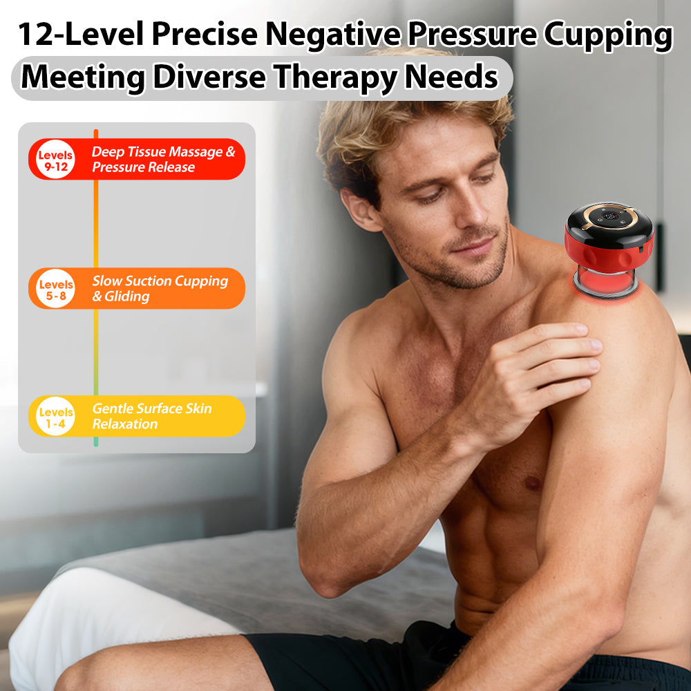 Wireless Remote Electric Smart Dynamic Cupping Massage Kit, 6-in-1 Cupping Set with 12 Intensity & Heat Levels, 3 Cup Sizes, 20-Min Timer, for Back, Neck, Shoulder & Muscle Relaxation Agdoad