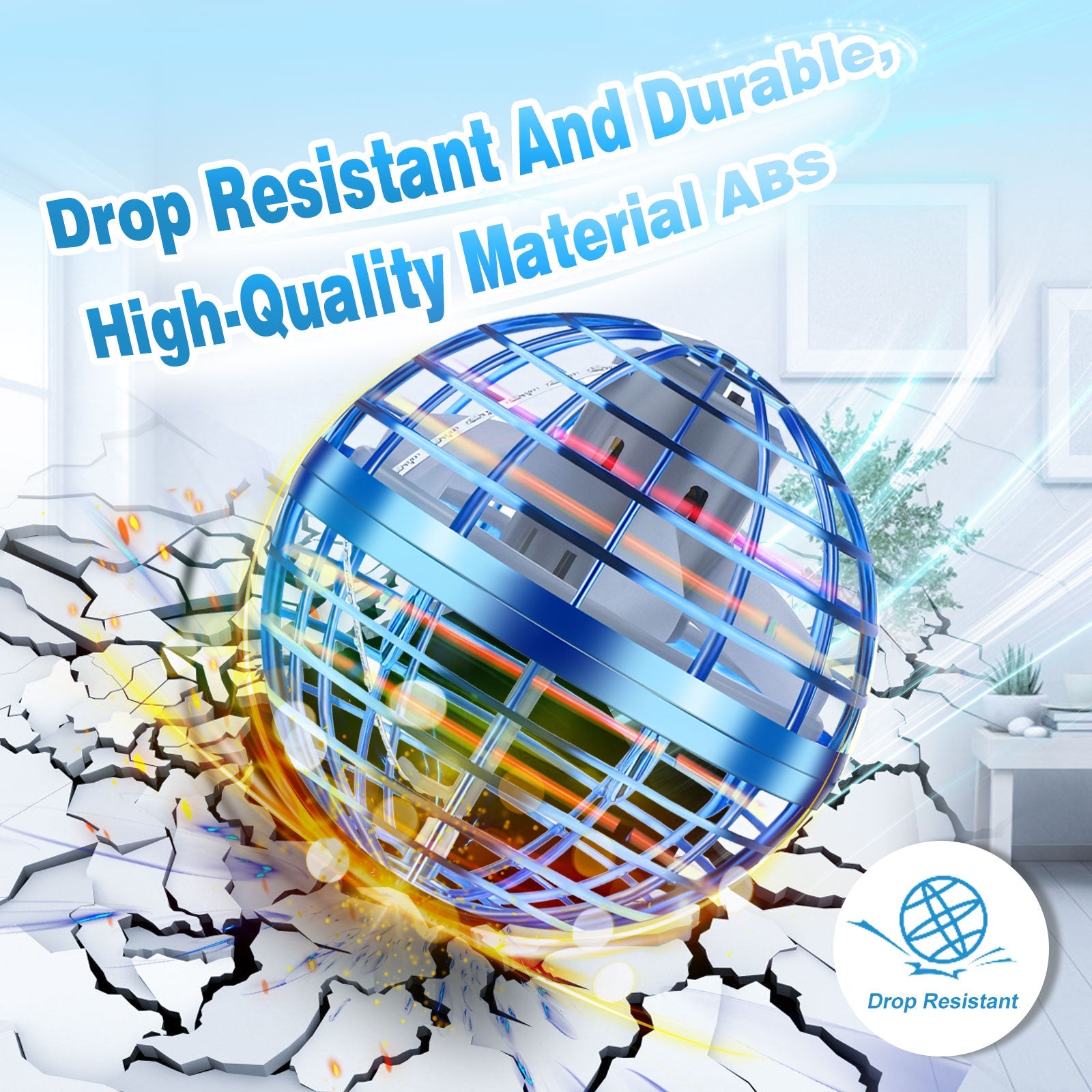 New Flying Orb Ball Toys 360°Rotating Soaring Hover Orb Boomerang Spinner Magic LED Lights Mini Drone Globe Hand Controlled Flying Ball Toys Cool Toys Gift (Blue) Hwallkare
