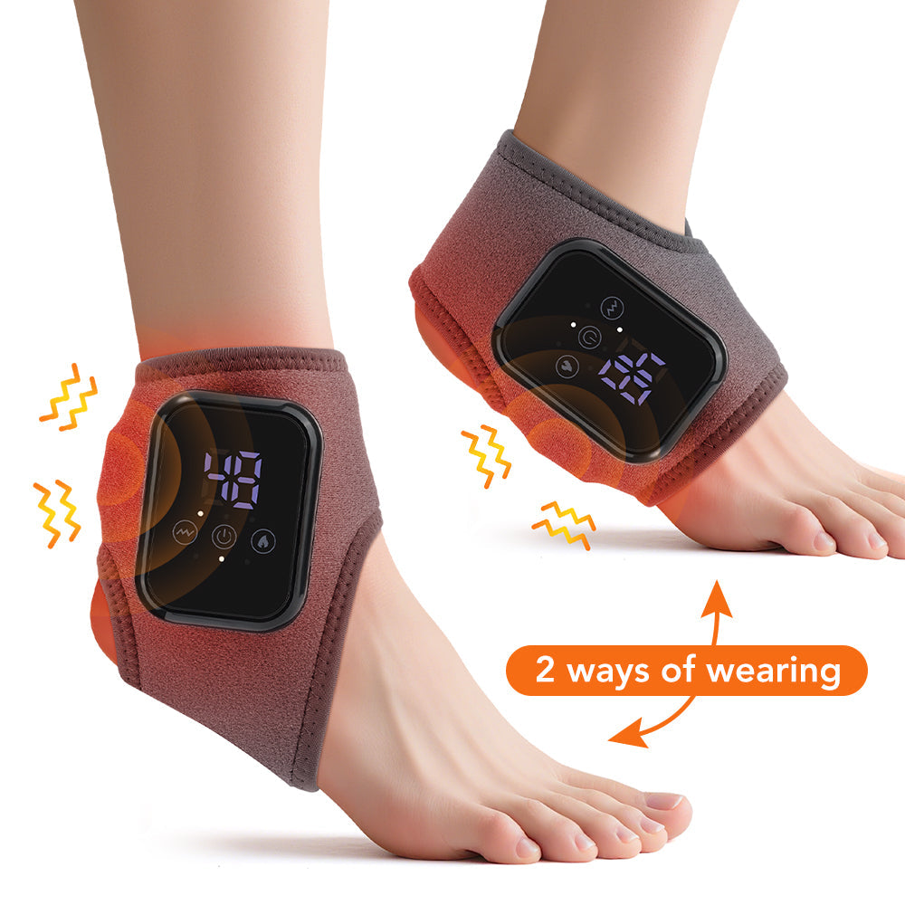 Portable Hot Compress Vibration Foot Massager Ankle Joint Protection Heating Strap USB Rechargeable Cordless Ankle Massager with Heat Ankle Heated Brace Wrap Warmer for Plantar Fasciitis HailiCare Health & Beauty