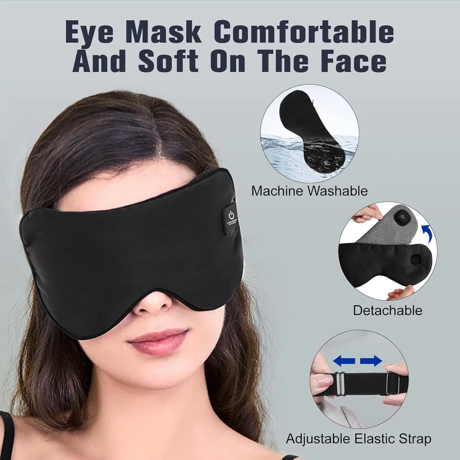 Agdoad heated Eye Mask Dry Eyes, Cordless Rechargeable Warm Eye Compress Sleep Mask with 3 Temperature Settings, Heating Pad for Stye Eye, Removable & Washable Satin Cover, for Travel, Office, Home Agdoad