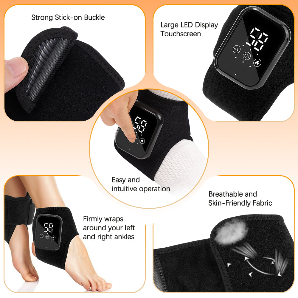 Portable Hot Compress Vibration Foot Massager Ankle Joint Protection Heating Strap USB Rechargeable Cordless Ankle Massager with Heat Ankle Heated Brace Wrap Warmer for Plantar Fasciitis HailiCare Health & Beauty