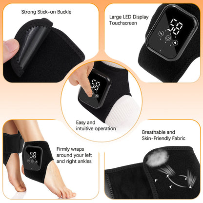 Portable Hot Compress Vibration Foot Massager Ankle Joint Protection Heating Strap USB Rechargeable Cordless Ankle Massager with Heat Ankle Heated Brace Wrap Warmer for Plantar Fasciitis HailiCare Health & Beauty