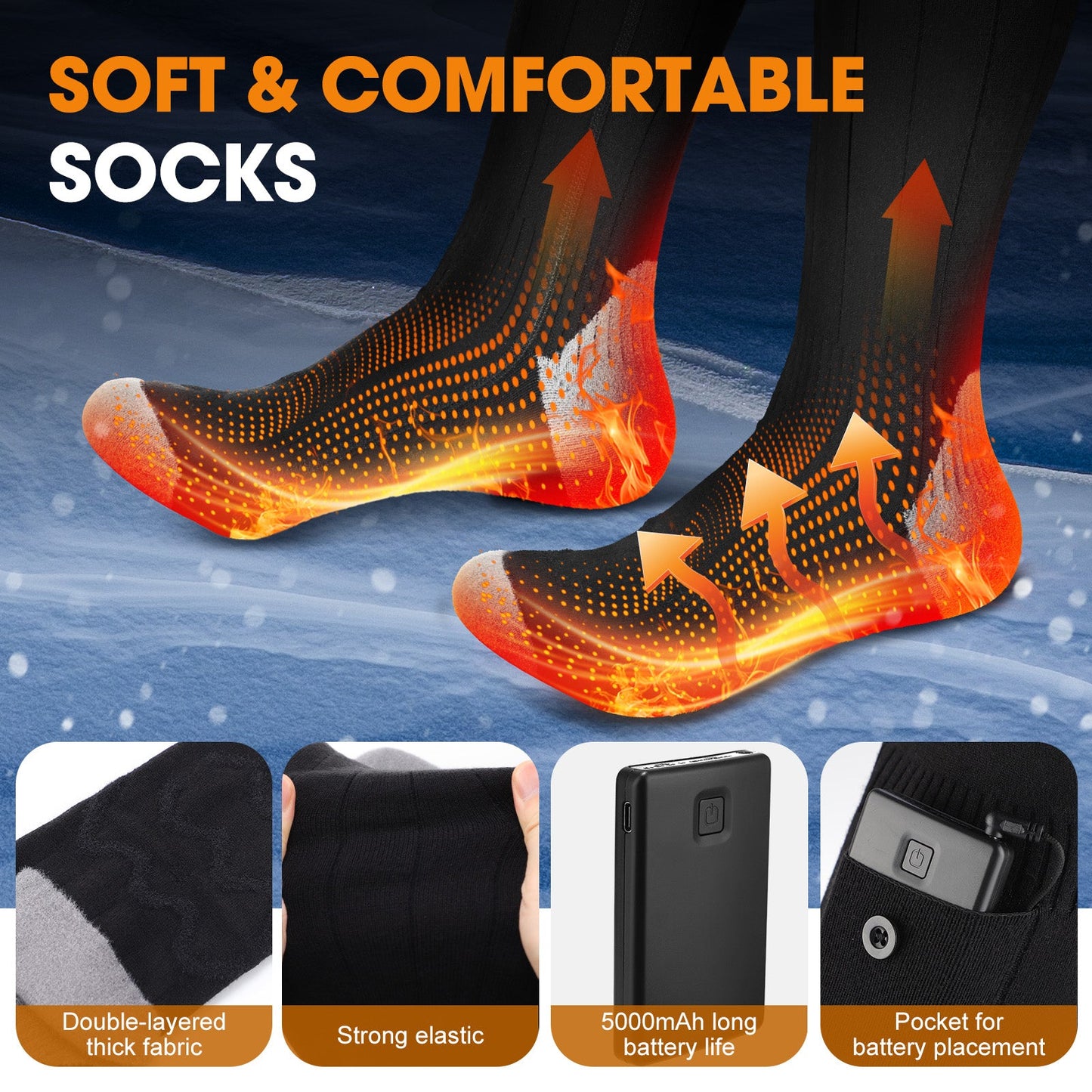 APP-Controlled Heated Socks – Smart Bluetooth Rechargeable Foot Warmers HailiCare