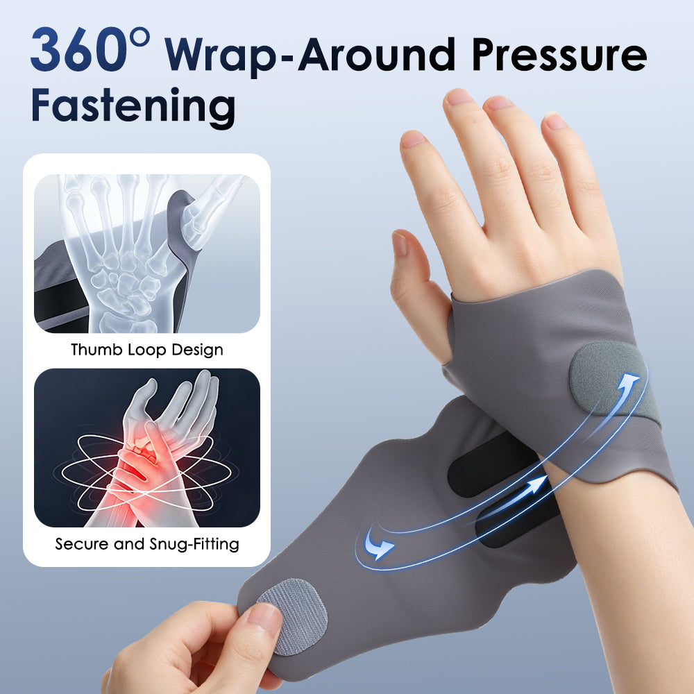Cordless Wrist Massager Brace Wrap, Microcurrent Wrist Massager with 10 Modes & 29 Intensities, Hand Massage Device for Wrist Support Wrap for Fatigue Relief, Detachable Magnetic Controller Agdoad