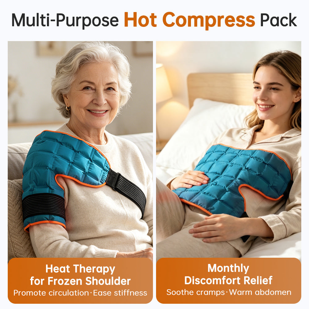 Shoulder Ice Pack Wrap for Hot and Cold Care, Reusable Self-Absorbing Water Resin Pad, Freeze and Microwave Safe, Adjustable with Elastic Straps for Shoulder Comfort, Dark Green Agdoad