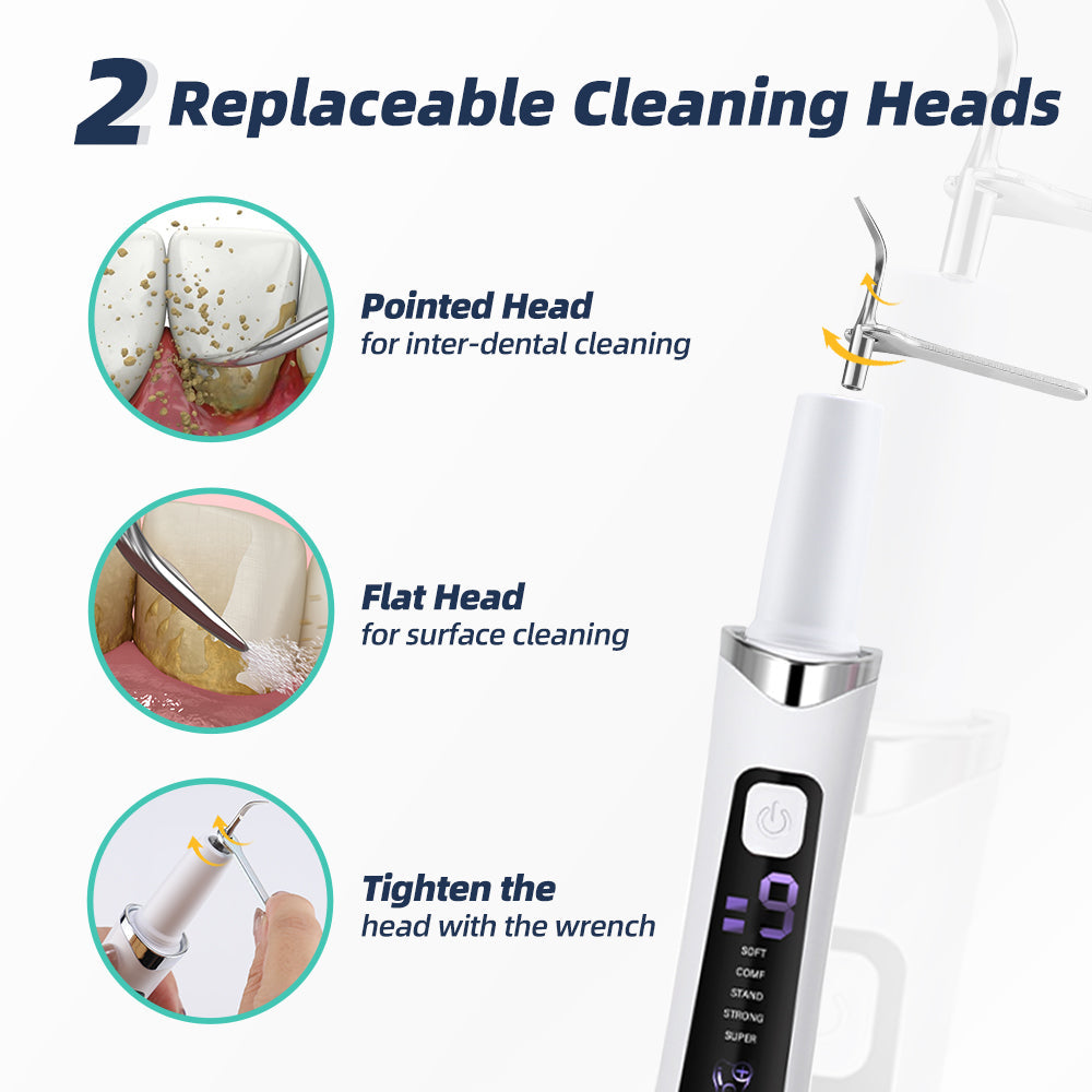 Electric Tooth Cleaner, 5 Modes & 9 Intensities with LED Light, 37kHz Sonic Cleaning for Home Use, Portable Teeth Cleaning Device, Type-C Rechargeable, White BearCris