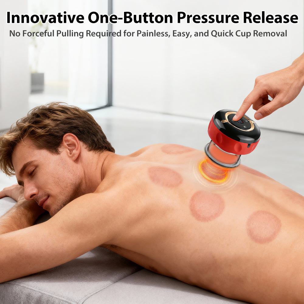 Wireless Remote Electric Smart Dynamic Cupping Massage Kit, 6-in-1 Cupping Set with 12 Intensity & Heat Levels, 3 Cup Sizes, 20-Min Timer, for Back, Neck, Shoulder & Muscle Relaxation Agdoad
