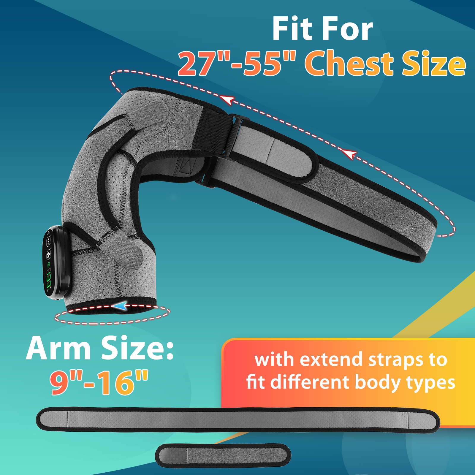 Heated Shoulder Wrap Brace Support with Vibration Heating Electric Massage Pad 3 Modes Hwallkare