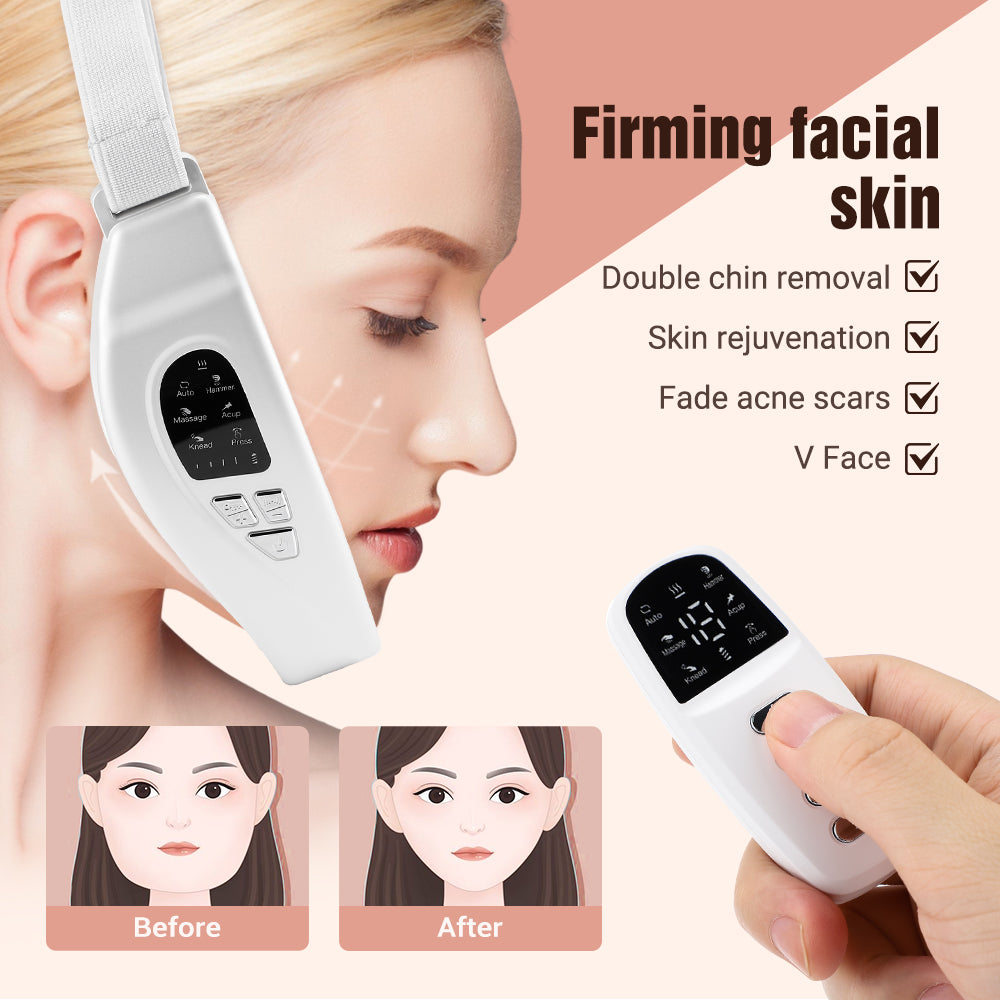 HailiCare Micro-current Vibration Massage Face Slimming Device with Remote Control Multifunctional Face-lifting Beauty Instrument Rechargeable Facial Massager Constant Temperature Hot Compress Pulse Massage HailiCare Health & Beauty
