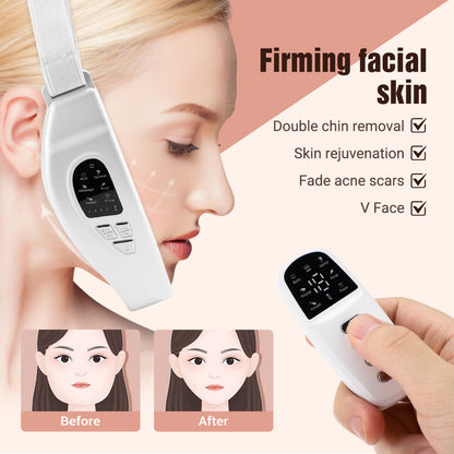 HailiCare Micro-current Vibration Massage Face Slimming Device with Remote Control Multifunctional Face-lifting Beauty Instrument Rechargeable Facial Massager Constant Temperature Hot Compress Pulse Massage HailiCare Health & Beauty