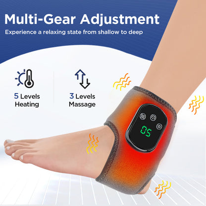 Electric Foot Massager Vibration Relaxation Ankle Massager Warm 5 Level Temperature 3 Gear Vibration intensity Hot Compress Ankle Brace Joint Sprain Ankle Support Muscle Fatigue Pain Relieve Ankle Protection HailiCare Health & Beauty