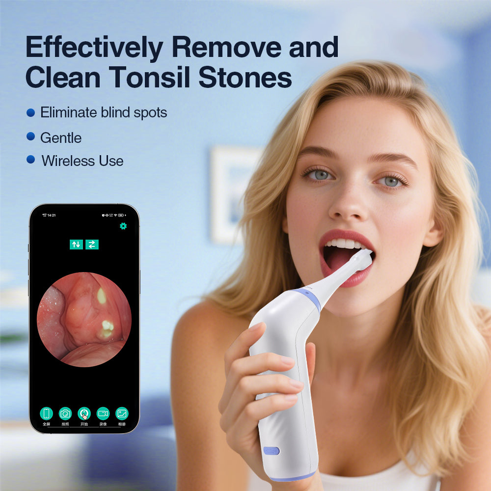 Tonsil Stone Remover, 300K HD Camera Adjustable 3 Modes Tonsil Stone Vacuum with Tonsil Stone Water Flosser for Men Women BearCris