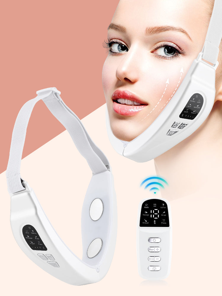 HailiCare Micro-current Vibration Massage Face Slimming Device with Remote Control Multifunctional Face-lifting Beauty Instrument Rechargeable Facial Massager Constant Temperature Hot Compress Pulse Massage HailiCare Health & Beauty