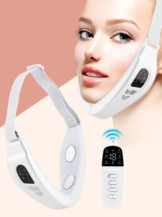HailiCare Micro-current Vibration Massage Face Slimming Device with Remote Control Multifunctional Face-lifting Beauty Instrument Rechargeable Facial Massager Constant Temperature Hot Compress Pulse Massage HailiCare Health & Beauty