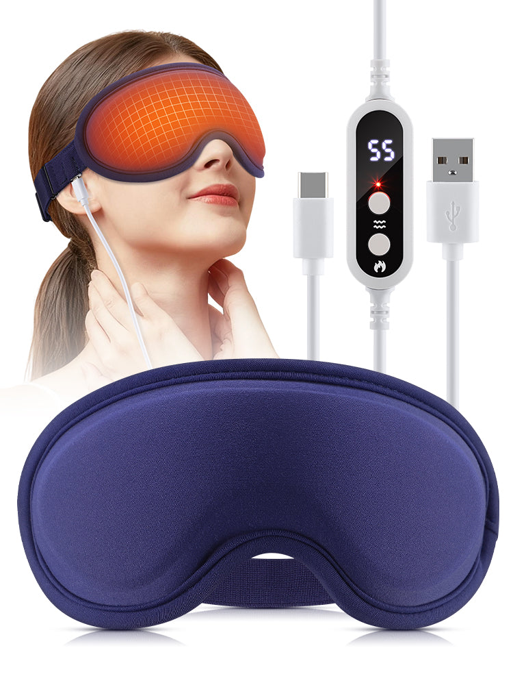 HailiCare Electric Eye Mask 5-Level Hot Compress 6 Vibration Eye Mask 3D Massage Sleep Shading Mask Warm Eye Heated Compress Mask for Dry Eyes HailiCare Health & Beauty