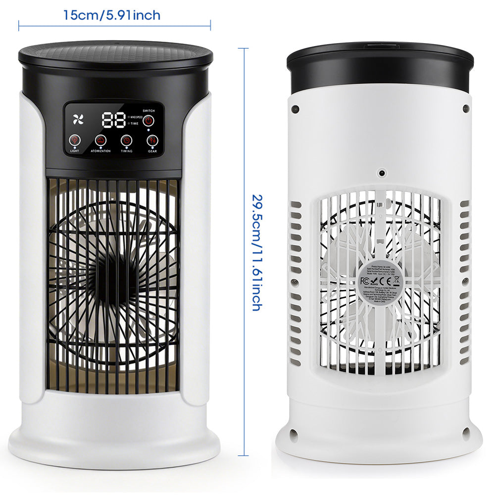 Portable Air Conditioner Fan, 6-Speed Cooling Fan with Humidifier, 6H Timer, 7-Color Ambient Light, 300ml Water Tank, USB Powered Desktop Air Cooler for Home Office Bedroom Hwallkare