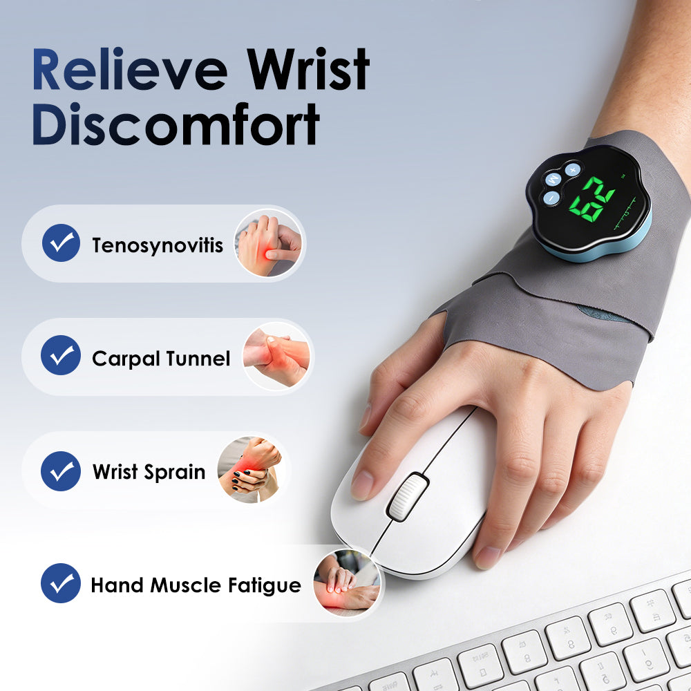 Cordless Wrist Massager Brace Wrap, Microcurrent Wrist Massager with 10 Modes & 29 Intensities, Hand Massage Device for Wrist Support Wrap for Fatigue Relief, Detachable Magnetic Controller Agdoad