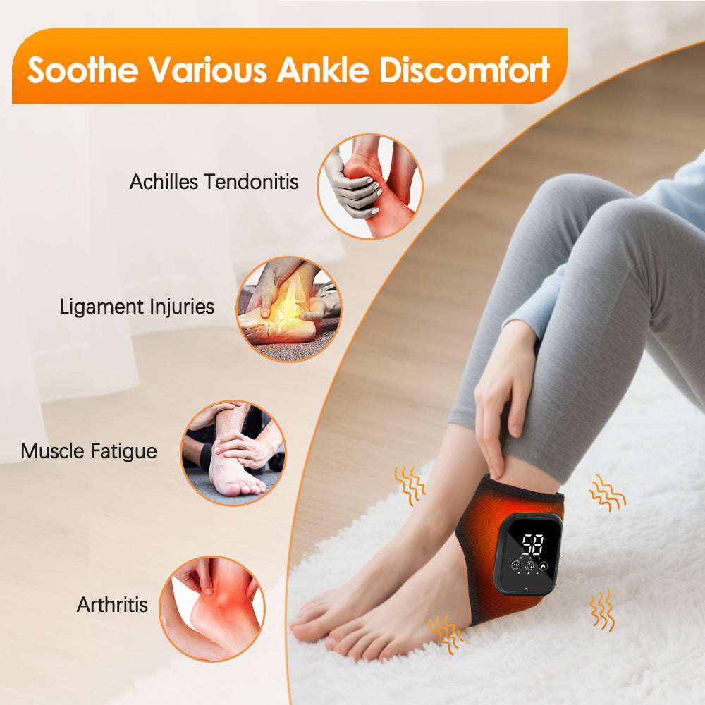 Portable Hot Compress Vibration Foot Massager Ankle Joint Protection Heating Strap USB Rechargeable Cordless Ankle Massager with Heat Ankle Heated Brace Wrap Warmer for Plantar Fasciitis HailiCare Health & Beauty