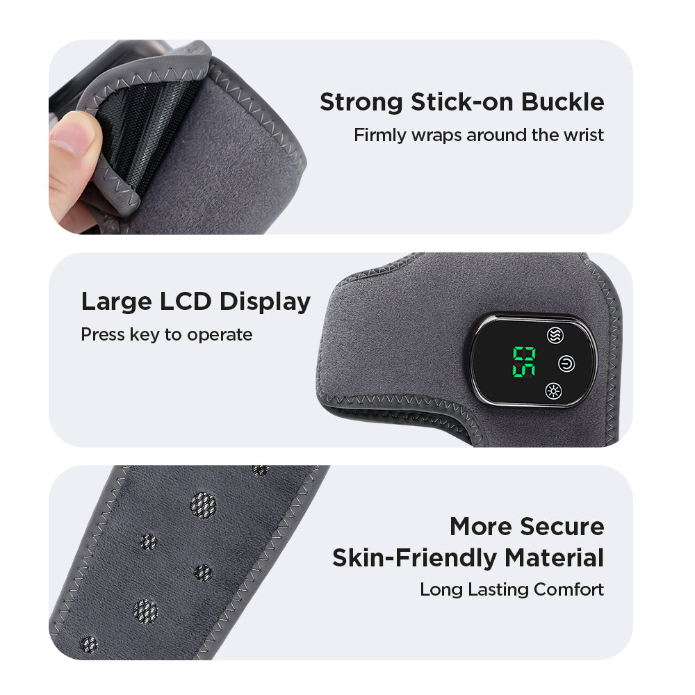 Electric Ankle Massager, Cordless Ankle Massager with 5 Heating Levels 3 Vibration Modes, Heated Ankle Support Brace for Muscle Fatigue Relieve (2Pcs, Black) Hwallkare