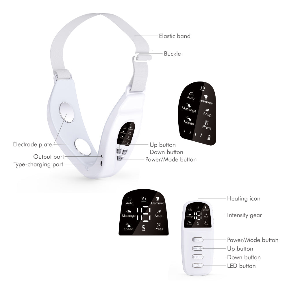 HailiCare Micro-current Vibration Massage Face Slimming Device with Remote Control Multifunctional Face-lifting Beauty Instrument Rechargeable Facial Massager Constant Temperature Hot Compress Pulse Massage HailiCare Health & Beauty