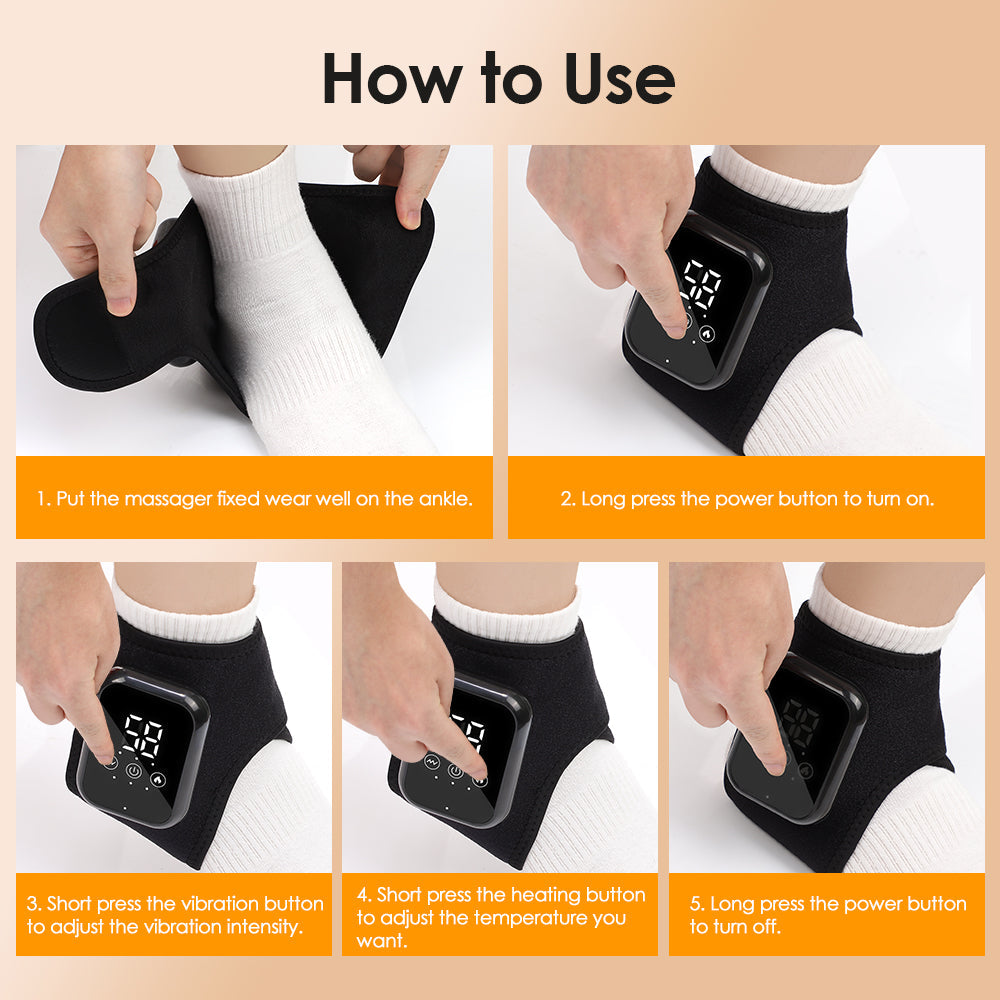 Portable Hot Compress Vibration Foot Massager Ankle Joint Protection Heating Strap USB Rechargeable Cordless Ankle Massager with Heat Ankle Heated Brace Wrap Warmer for Plantar Fasciitis HailiCare Health & Beauty