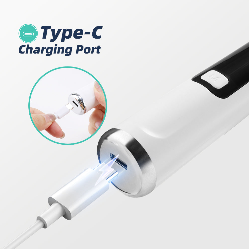Electric Tooth Cleaner, 5 Modes & 9 Intensities with LED Light, 37kHz Sonic Cleaning for Home Use, Portable Teeth Cleaning Device, Type-C Rechargeable, White BearCris