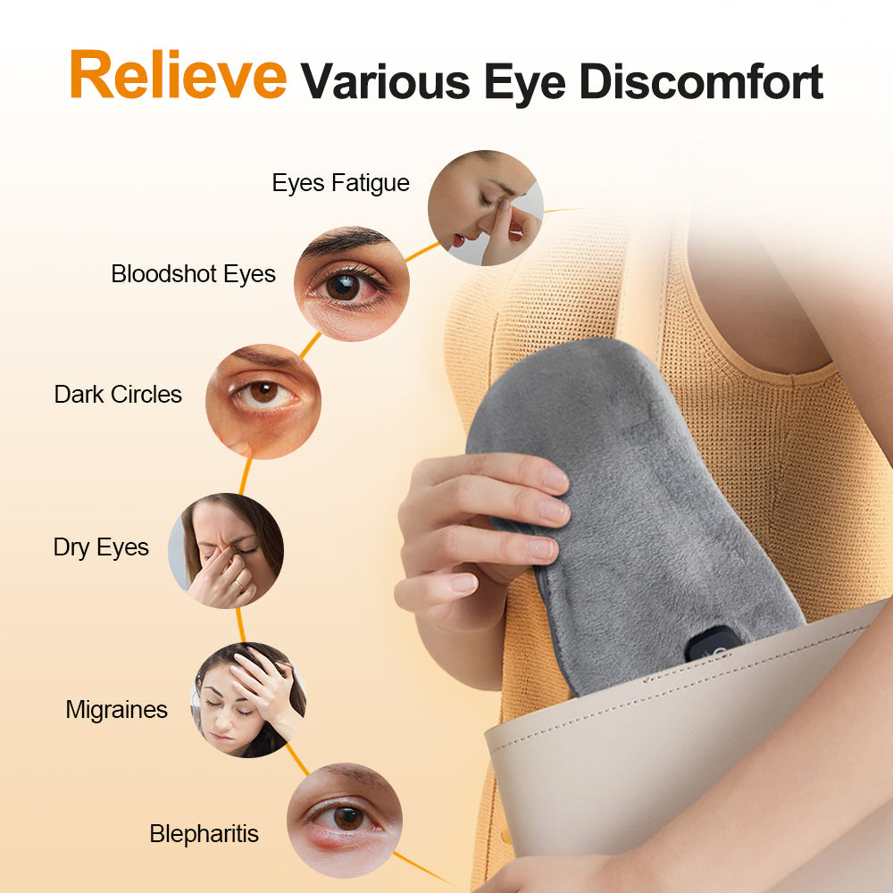 Agdoad heated Eye Mask Dry Eyes, Cordless Rechargeable Warm Eye Compress Sleep Mask with 3 Temperature Settings, Heating Pad for Stye Eye, Removable & Washable Satin Cover, for Travel, Office, Home Agdoad
