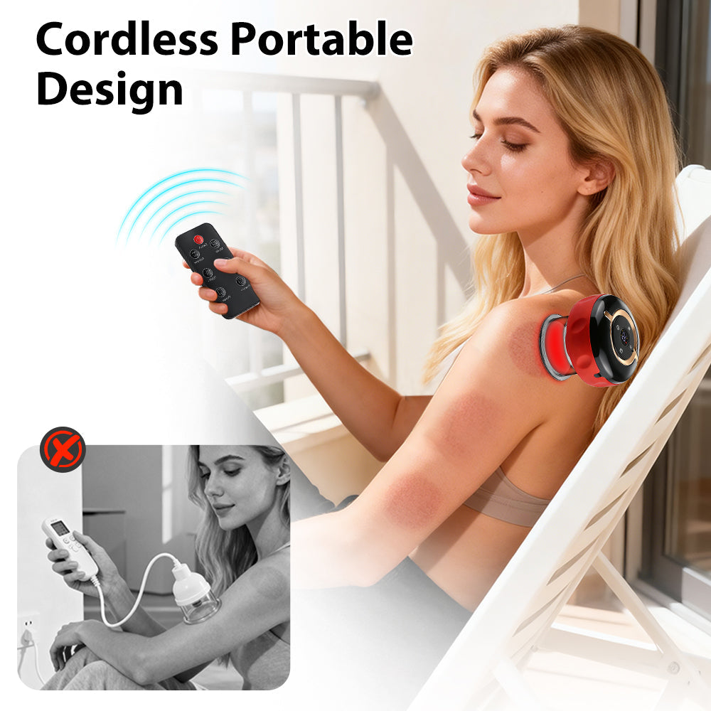 Wireless Remote Electric Smart Dynamic Cupping Massage Kit, 6-in-1 Cupping Set with 12 Intensity & Heat Levels, 3 Cup Sizes, 20-Min Timer, for Back, Neck, Shoulder & Muscle Relaxation Agdoad