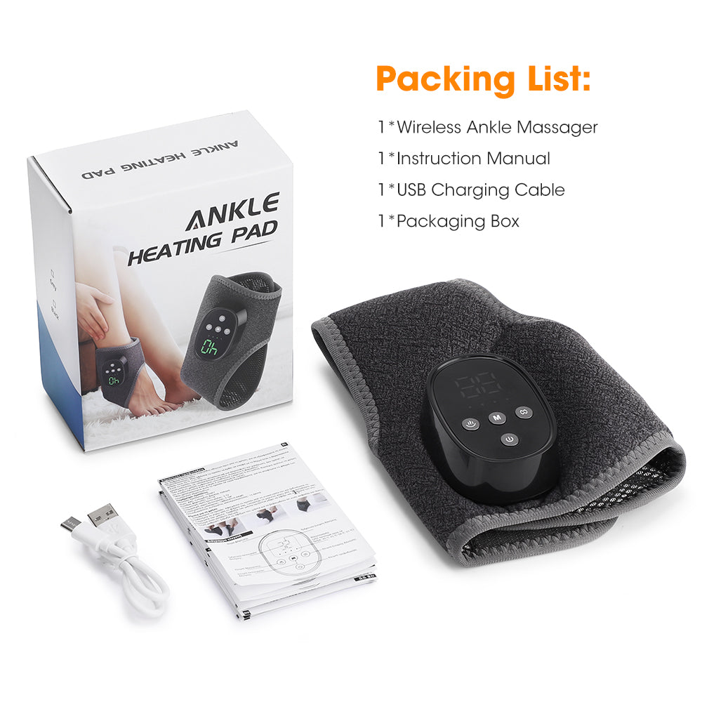 Cordless Ankle Massager with 4 Heat Levels 4 Vibration Modes & 4 Intensities, Rechargeable Heating Ankle Wrap, Portable Heated Ankle Brace for Foot Relaxation, Fatigue Relieve for Left and Right Feet HailiCare Health & Beauty