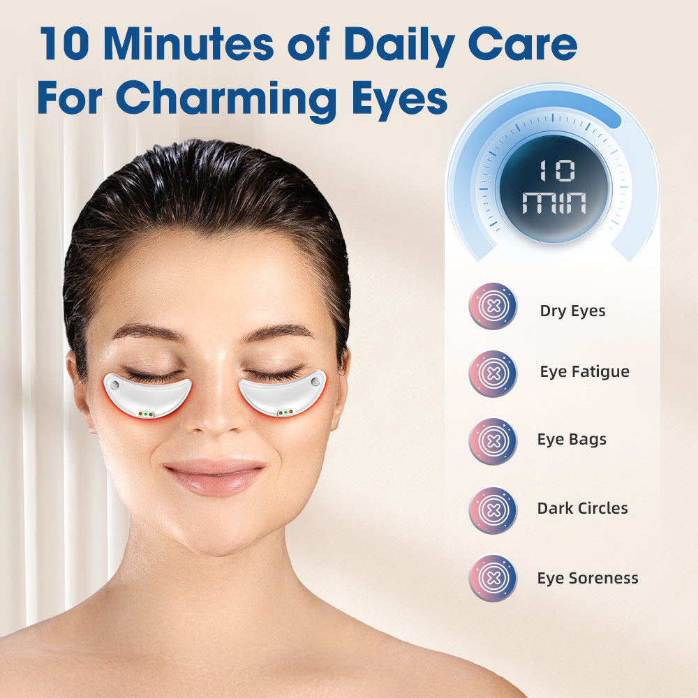 Micro-Current Red Light Eye Massager, AGDOAD Electric Eye Beauty Artifact with 12 x 660nm Red Light LEDs, Reduce Dark Circles and Eye Bags Type-C Charging, Portable & Stylish – Gift for Men & Women Agdoad