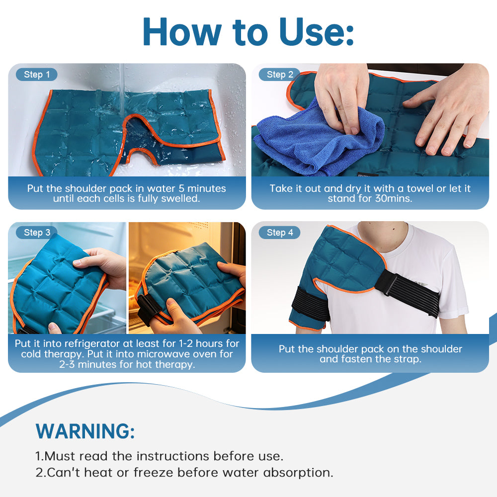 Shoulder Ice Pack Wrap for Hot and Cold Care, Reusable Self-Absorbing Water Resin Pad, Freeze and Microwave Safe, Adjustable with Elastic Straps for Shoulder Comfort, Dark Green Agdoad