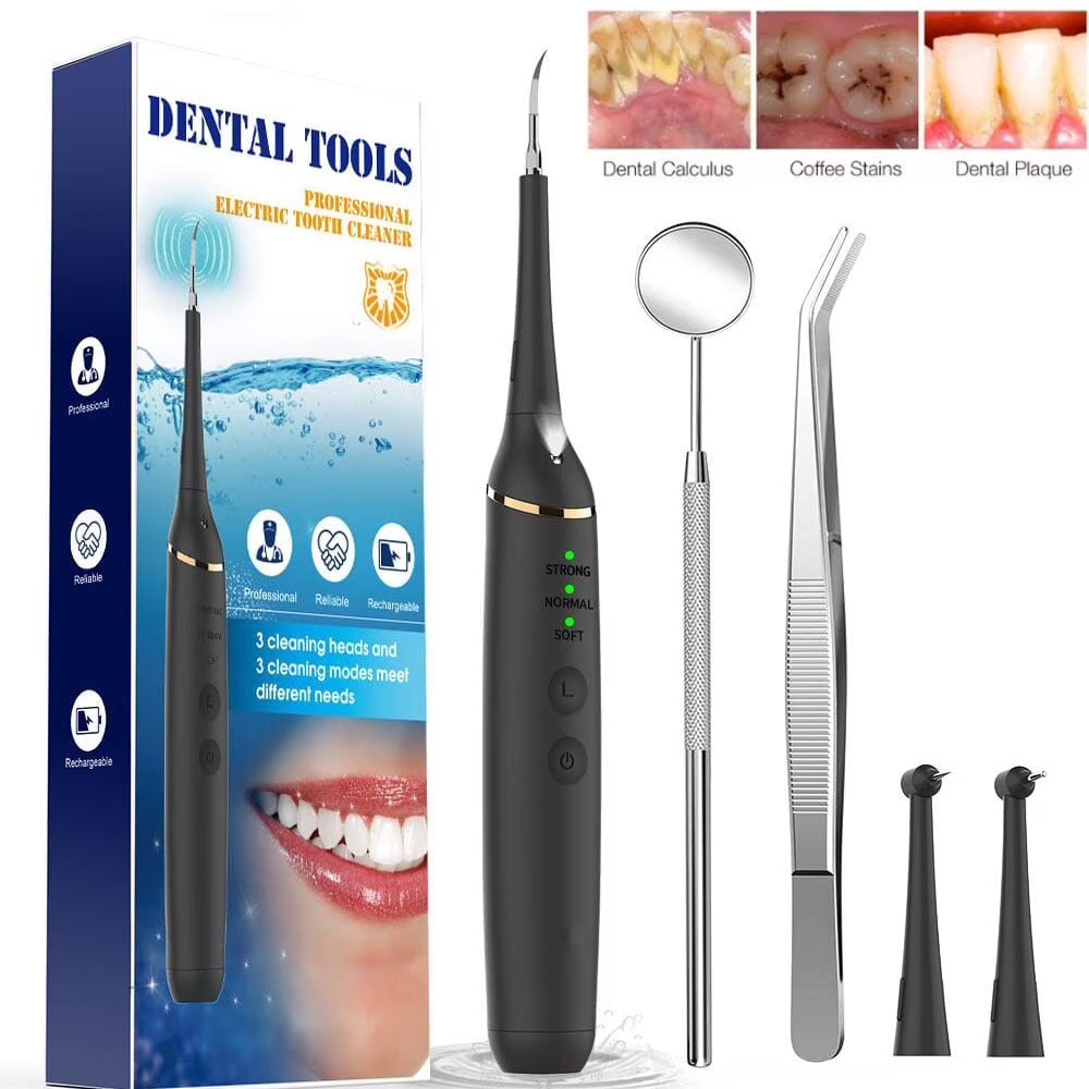 Electric Dental Calculus Remover, Ultrasonic Portable Teeth Cleaner, Tartar Plaque Stain Remover for Teeth Cleaning Tools Kit for Adult Hwallkare