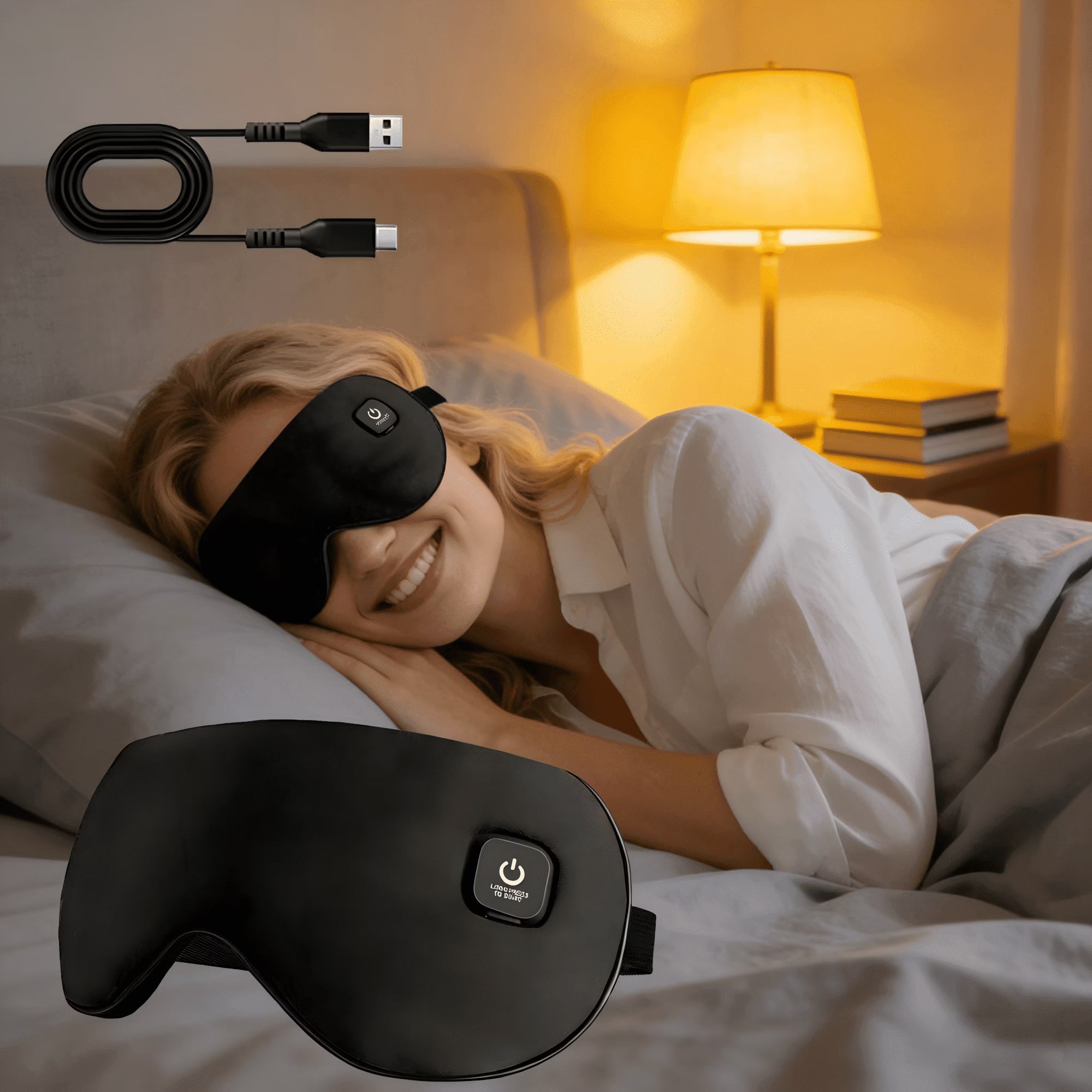 Agdoad heated Eye Mask Dry Eyes, Cordless Rechargeable Warm Eye Compress Sleep Mask with 3 Temperature Settings, Heating Pad for Stye Eye, Removable & Washable Satin Cover, for Travel, Office, Home Agdoad
