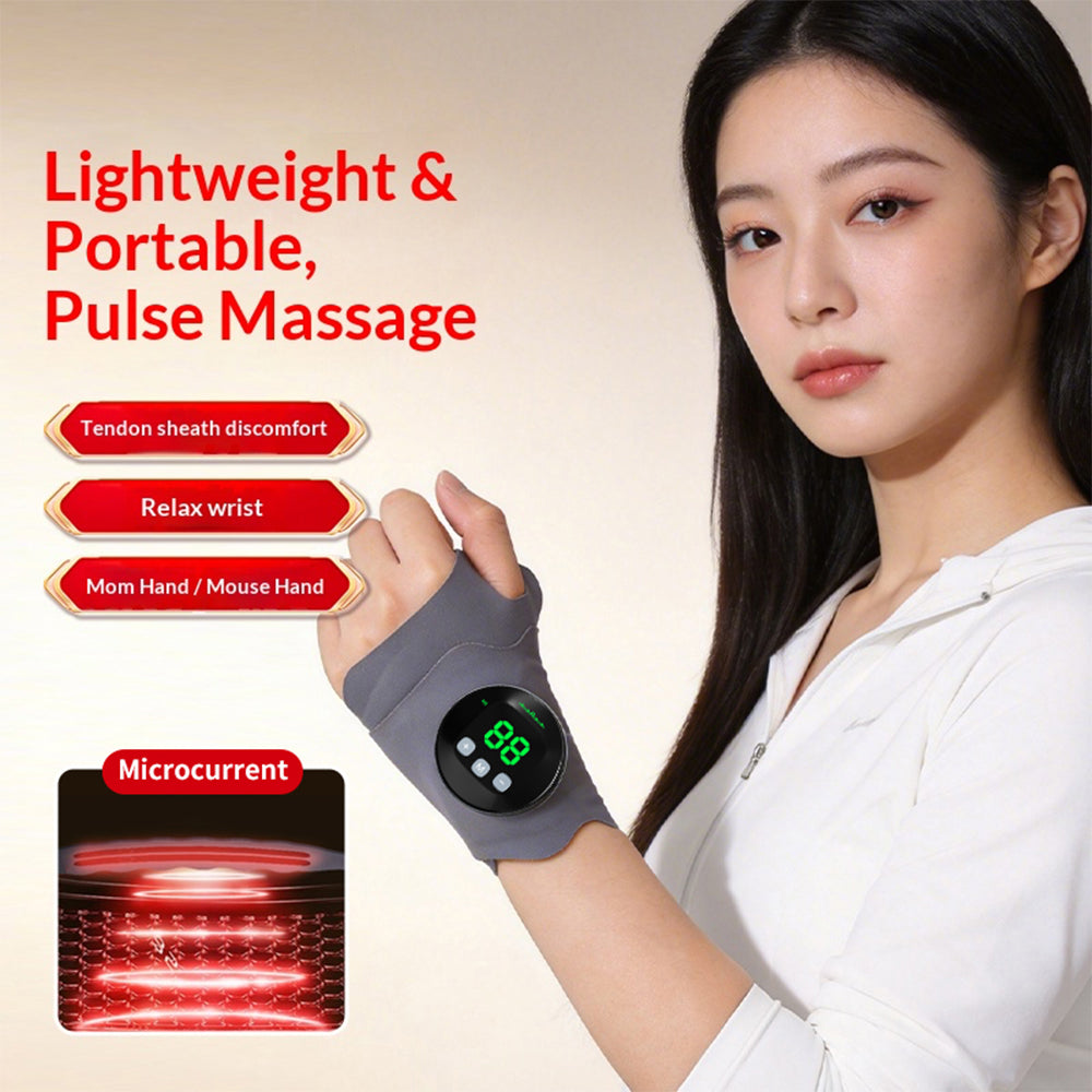 Microcurrent Wrist Massager Brace Wrap, Cordless Hand Massager with 10 Modes & 29 Intensity Levels, Microcurrent Muscle Massage, Magnetic Detachable Design for Left & Right Hand, Office Home Travel Agdoad