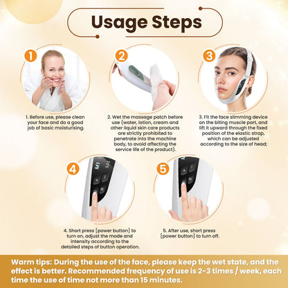 HailiCare V Face Lifting Device Firming Facial Massager Facial Beauty Instrument Face Slimming Massager Double Chin Removal Electric Double Chin and Intelligent V-Shaped Face Machine with 6 Modes & 8 Adjustable Intensities HailiCare Health & Beauty