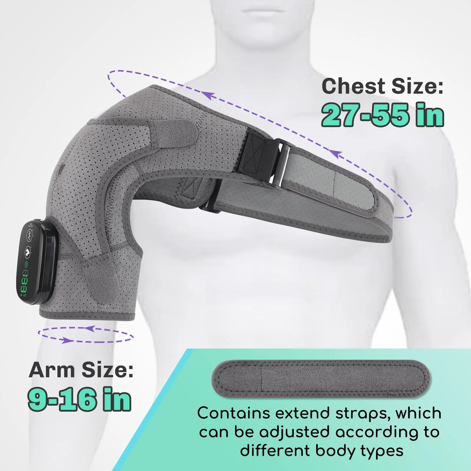 Hailicare Cordless Heating Vibration Shoulder Wrap Massager For Arthritis Pain Relief HailiCare